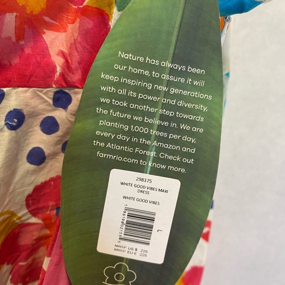 🤑FARM Rio Good Vibes Maxi Dress NWT Colorful Print Size L BEST PRICE 🤑 - Picture 6 of 7
